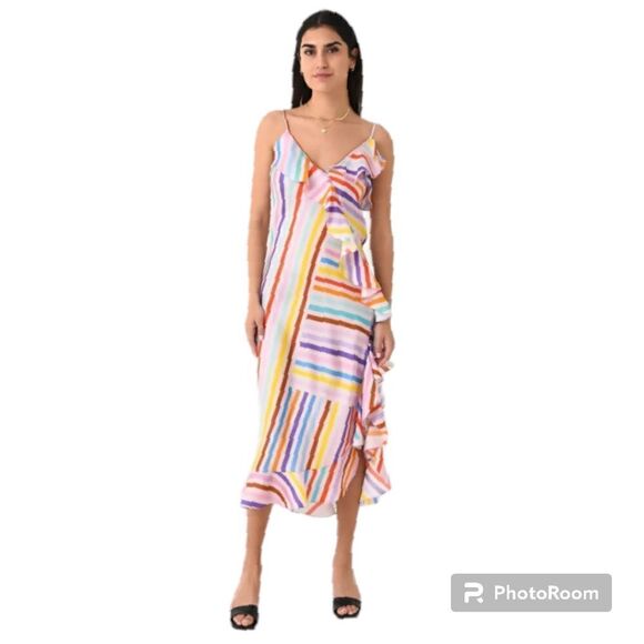 Brogger Edith slip Dress pink multicolors‎ size medium NWT - Picture 1 of 15
